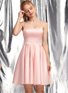 Dulce Square Prom Dresses A-Line Neckline Short/Mini Satin