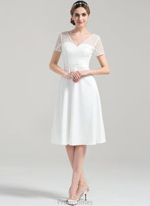 Wedding Norma Knee-Length A-Line V-neck Wedding Dresses Satin Dress