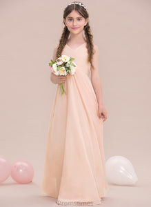 Junior Bridesmaid Dresses Jimena With Ruffle A-Line Floor-Length V-neck Chiffon