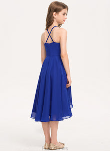 A-Line Ruffle Asymmetrical Neck Scoop With Junior Bridesmaid Dresses Chiffon Isabela