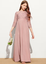 Load image into Gallery viewer, Floor-Length Scoop Kailey A-Line Lace Junior Bridesmaid Dresses Chiffon Neck