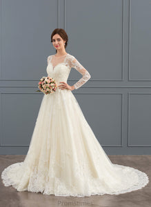 Lace Cora Wedding Dresses Train Court Wedding Dress Ball-Gown/Princess Tulle Illusion