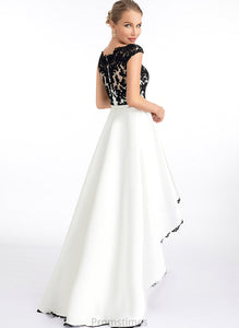 Illusion Satin Asymmetrical Muriel Scoop A-Line Prom Dresses Lace