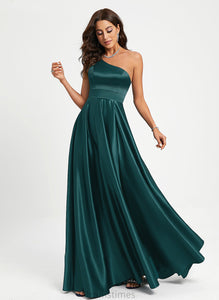 Beading Prom Dresses Kayleigh A-Line Satin One-Shoulder Floor-Length With