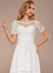 Dress Wedding Dresses Neck Asymmetrical Boat Wedding A-Line Lace Mareli Chiffon