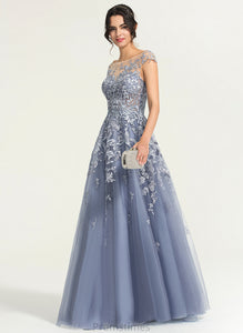 Tulle A-Line Prom Dresses Off-the-Shoulder Illusion Floor-Length Kaya Lace