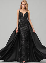 Load image into Gallery viewer, Floor-Length Satin V-neck Sheath/Column Prom Dresses Cherish Sequined