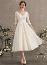 Load image into Gallery viewer, Ball-Gown/Princess Tulle V-neck Ida Wedding Tea-Length Dress Wedding Dresses