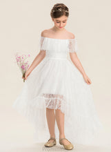 Load image into Gallery viewer, A-Line Catherine Junior Bridesmaid Dresses Off-the-Shoulder Asymmetrical Lace