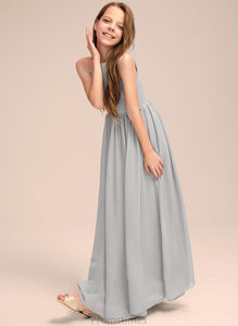 Neck Chiffon Scoop Junior Bridesmaid Dresses With A-Line Floor-Length Jaelynn Ruffle