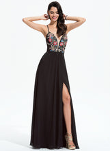 Load image into Gallery viewer, Floor-Length Sequins A-Line With Chiffon Prom Dresses Lace Areli V-neck