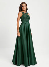 Load image into Gallery viewer, Floor-Length Prom Dresses Lace Scoop Sequins Jamya Ball-Gown/Princess With Neck Satin