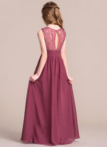 Jayleen A-Line Junior Bridesmaid Dresses Floor-Length With Chiffon Sweetheart Ruffle