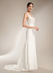 Sequins Sheath/Column Train With Dress V-neck Wedding Wedding Dresses Mara Court