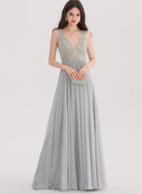 Load image into Gallery viewer, Prom Dresses Floor-Length Beading Sequins Shyann Chiffon V-neck A-Line With