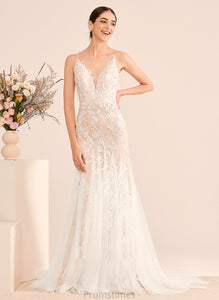 Trumpet/Mermaid Wedding Dresses Wedding Lace Court Dress Lauryn With V-neck Train