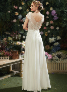 Floor-Length Wedding V-neck Dress A-Line Beading Lace Jordyn Wedding Dresses Sequins With