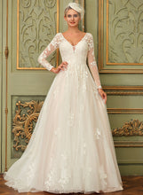 Load image into Gallery viewer, V-neck Tulle Brynn Train Wedding Ball-Gown/Princess Sweep Lace Wedding Dresses Dress