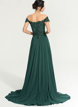 Load image into Gallery viewer, Off-the-Shoulder Chiffon Sequins With Train Front Sweep Split Prom Dresses A-Line Hailey