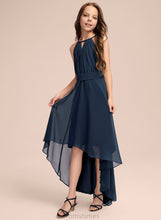 Load image into Gallery viewer, A-Line With Junior Bridesmaid Dresses Asymmetrical Ruffles Bow(s) Chiffon Scoop Neck Briley