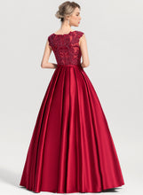 Load image into Gallery viewer, With Lace Ball-Gown/Princess Floor-Length Scoop Prom Dresses Illusion Sequins Satin Jaylyn