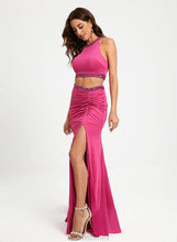 Load image into Gallery viewer, Scoop With Kaelyn Sequins Sheath/Column Jersey Beading Neck Prom Dresses Floor-Length