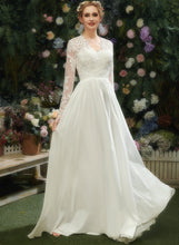 Load image into Gallery viewer, Wedding Dresses Floor-Length Lace Dress A-Line Olive V-neck With Wedding