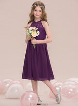 Load image into Gallery viewer, Junior Bridesmaid Dresses Neck A-Line Chiffon Knee-Length Scoop Charlee