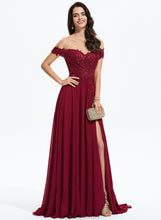 Load image into Gallery viewer, Train Chiffon Off-the-Shoulder Ina Sweep Lace Sequins Prom Dresses A-Line With