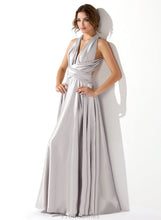 Load image into Gallery viewer, Charmeuse Prom Dresses With Floor-Length Pleated A-Line V-neck Elianna