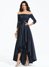 Load image into Gallery viewer, Alisha With Asymmetrical Sequins Satin Cascading Ruffles Off-the-Shoulder A-Line Lace Prom Dresses