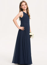 Load image into Gallery viewer, Floor-Length Ruffle Neck A-Line With Junior Bridesmaid Dresses Chiffon Scoop Nita