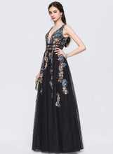 Load image into Gallery viewer, Beading With Floor-Length Sequins Shyla A-Line Tulle Lace V-neck Prom Dresses