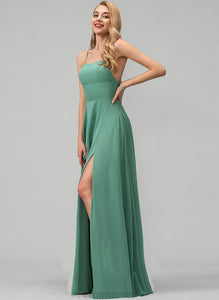 A-Line Nyasia Floor-Length Square Prom Dresses Chiffon