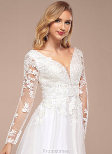 Wedding Dresses Wedding Tulle A-Line Beading Dress Lace V-neck With Adeline Floor-Length Sequins