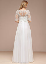 Load image into Gallery viewer, Boat Kaila Asymmetrical Chiffon Neck A-Line Wedding Lace Dress Wedding Dresses