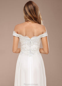 Wedding Dresses Floor-Length Off-the-Shoulder Wedding Dress Lace A-Line With Chiffon Sequins Karsyn