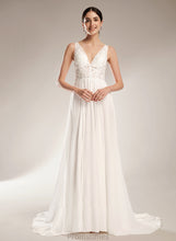 Load image into Gallery viewer, Court Train Wedding Wedding Dresses Miya Sequins With A-Line Dress Beading V-neck