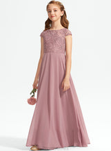 Load image into Gallery viewer, Neck Floor-Length Lace Chiffon Lena Junior Bridesmaid Dresses A-Line Scoop