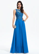 Load image into Gallery viewer, A-Line Chiffon Neck Prom Dresses Sequins Lace Beading Floor-Length With Bridget Scoop