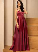 Load image into Gallery viewer, A-Line Pockets Satin Jayla V-neck Prom Dresses With Split Floor-Length Front