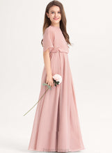 Load image into Gallery viewer, Scoop A-Line Floor-Length Junior Bridesmaid Dresses Neck Leilani Chiffon