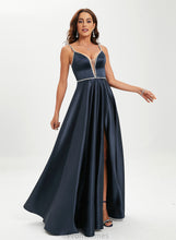 Load image into Gallery viewer, With Prom Dresses Ball-Gown/Princess Emily V-neck Satin Floor-Length Sequins Beading