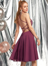 Load image into Gallery viewer, With A-Line Chiffon Scoop Beading Prom Dresses Naima Knee-Length