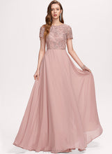 Load image into Gallery viewer, Chiffon Prom Dresses A-Line Neck Scoop Floor-Length With Nathaly Sequins