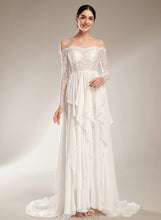 Load image into Gallery viewer, With Off-the-Shoulder Wedding Gwendolyn Wedding Dresses Ruffle Court A-Line Train Dress