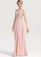 Load image into Gallery viewer, Chiffon With Beading Sequins A-Line Split Georgia Front V-neck Floor-Length Prom Dresses