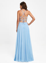 Load image into Gallery viewer, With A-Line Lace Floor-Length Chiffon Lydia V-neck Prom Dresses