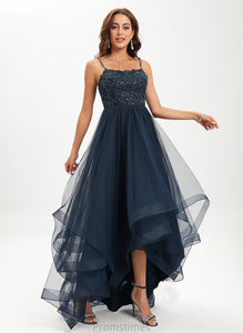 With Asymmetrical Scoop Sequins Adison Tulle Ball-Gown/Princess Neck Prom Dresses Lace