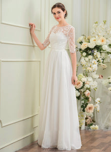 Illusion A-Line Jaelyn Dress Wedding Dresses Chiffon Floor-Length Wedding